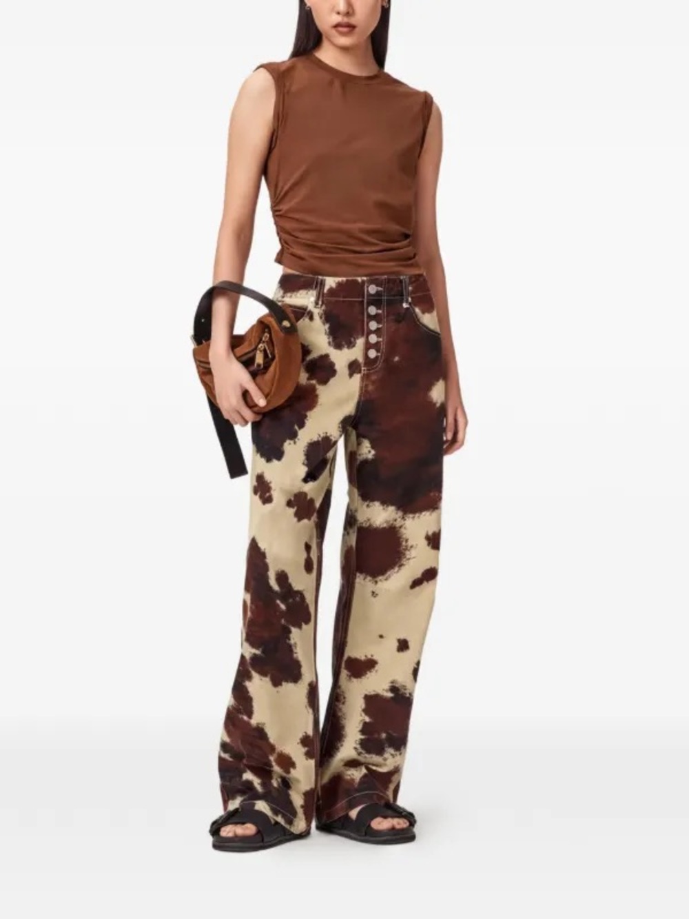 AllSaints Taya Wide Leg Cow-Print Jeans - Picture 6 of 6